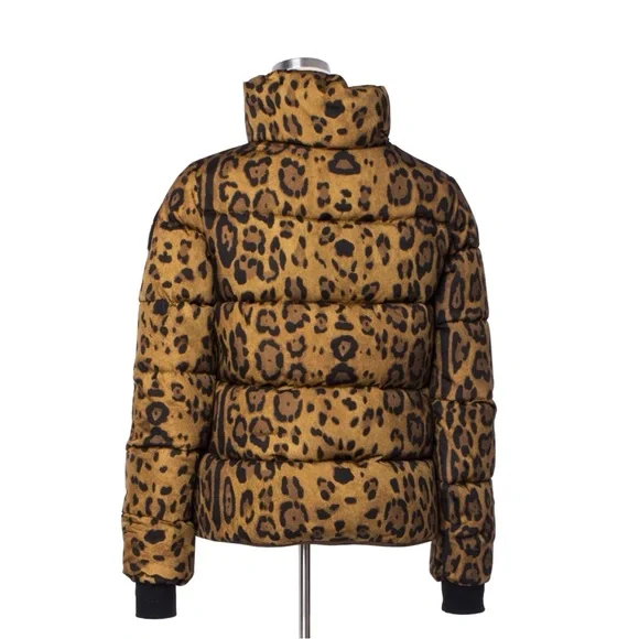 $625 SAM “Elsa” Leopard-Print Down Puffer Jacket — Women’s Small - Picture 4 of 8